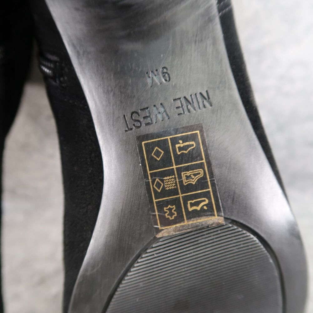Nine West Shoes Womens 9 Booties Classic Fashion Leather Block Heel Black Zip - Picture 13 of 15